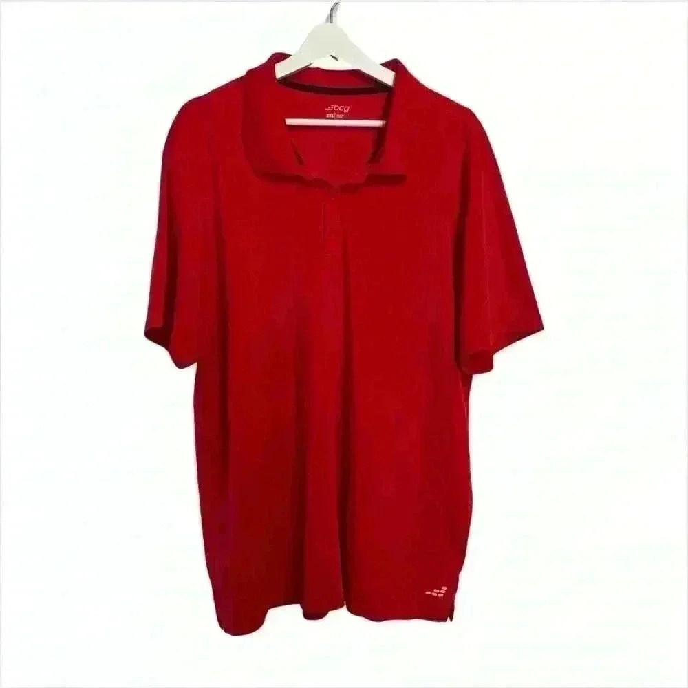 BCG mens polo shirt 2XL red short sleeve collar golf Academy performance sports
